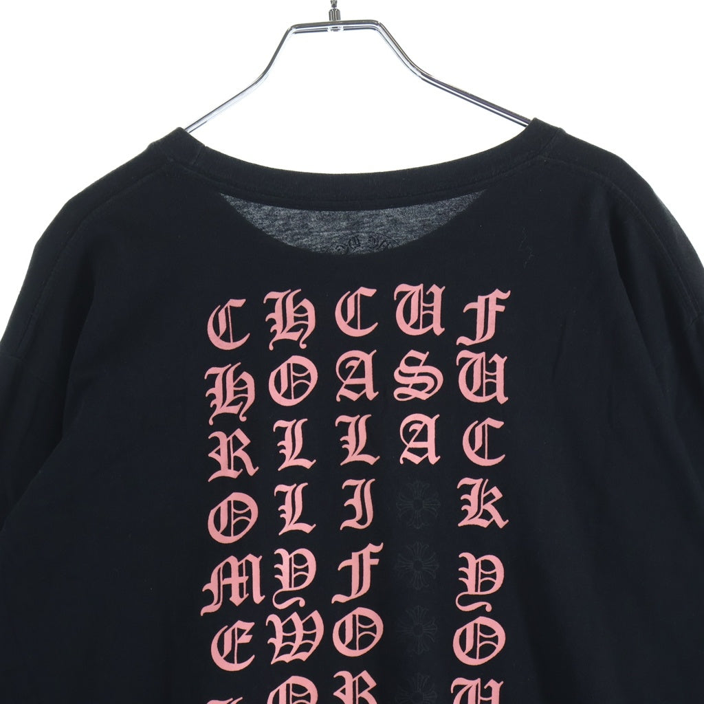 CHROME HEARTS(クロムハーツ) BACK LETTERING LOGO L/S TEE バックレタリングロゴ 長袖Tシャツ カットソー ブラック/ピンク