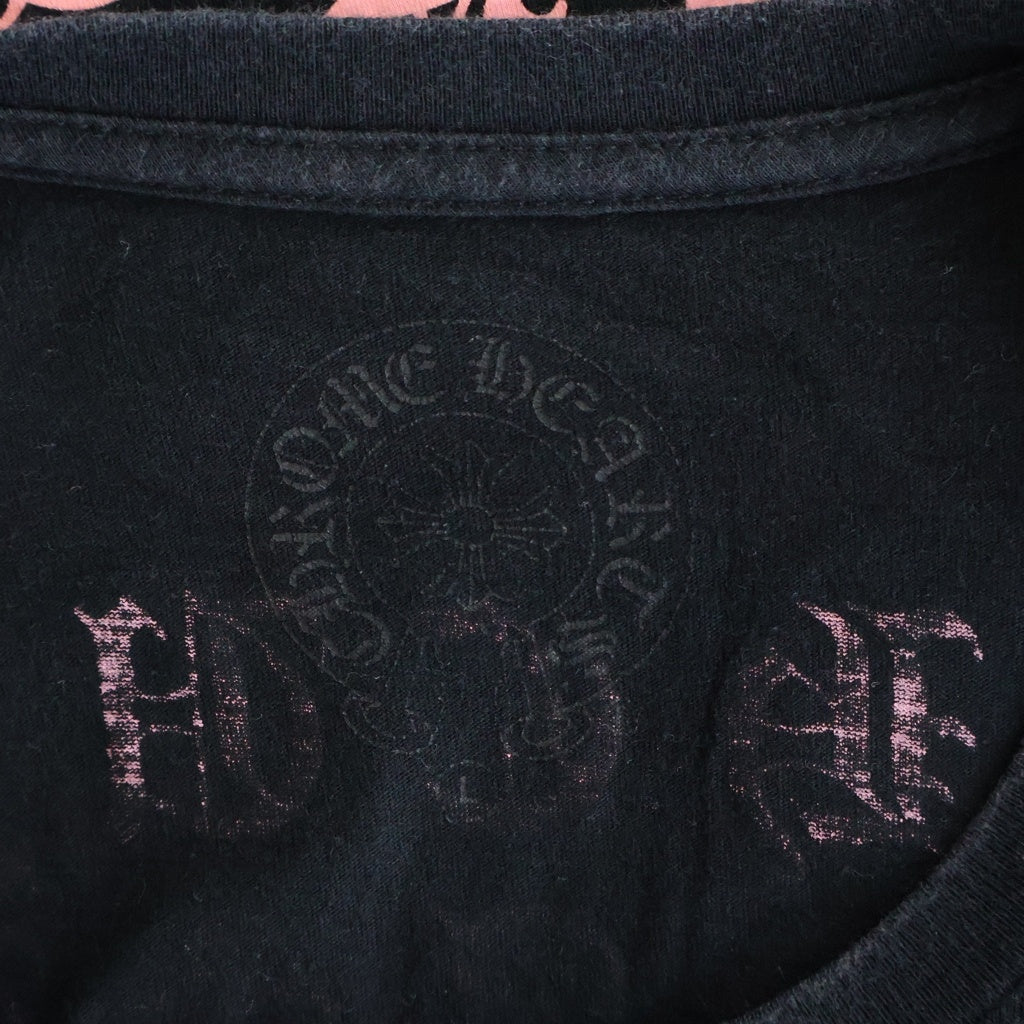 CHROME HEARTS(クロムハーツ) BACK LETTERING LOGO L/S TEE バックレタリングロゴ 長袖Tシャツ カットソー ブラック/ピンク