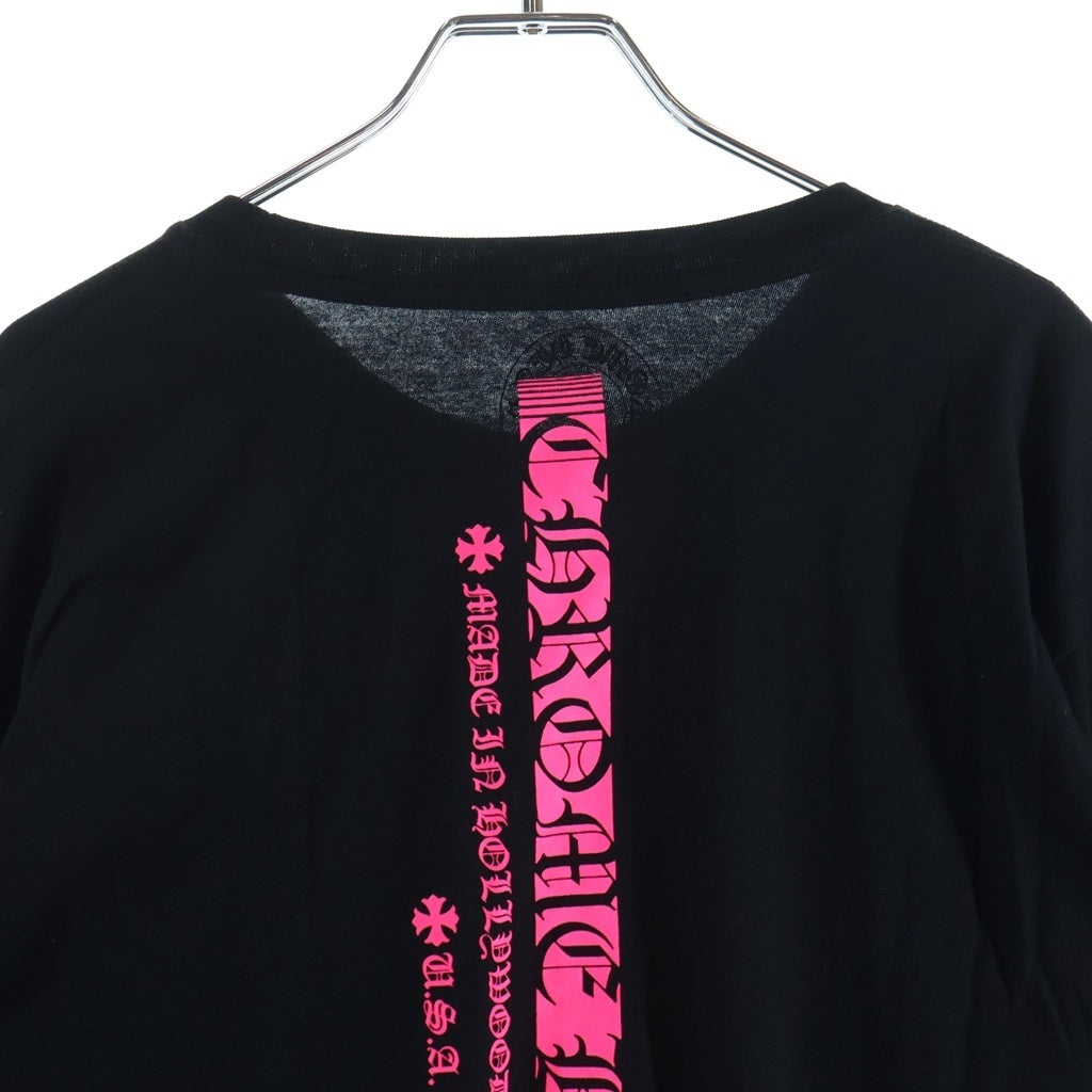 CHROME HEARTS(クロムハーツ) STRIPE LOGO L/S TEE ストライプ ロゴ ロングスリーブTシャツ スクロールラベル カットソー ブラック/ピンク
