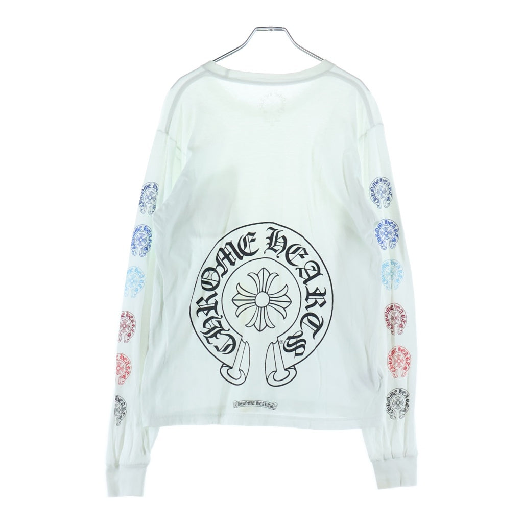 CHROME HEARTS(クロムハーツ) Multi Color Horseshoe L/S Tee マルチカラー ホースシュー プリント ロングスリーブ Tシャツ 長袖カットソー ホワイト