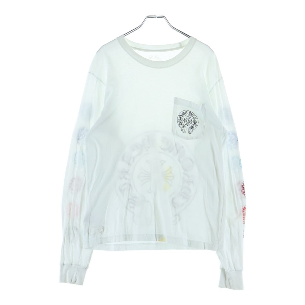 CHROME HEARTS(クロムハーツ) Multi Color Horseshoe L/S Tee マルチカラー ホースシュー プリント ロングスリーブ Tシャツ 長袖カットソー ホワイト
