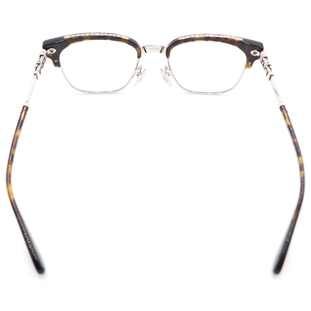 CHROME HEARTS(クロムハーツ) BONENNOISSEUR II テンプルCHクロス ハーフリム アイウェア 眼鏡 メガネ ブラウン/シルバー 度入り