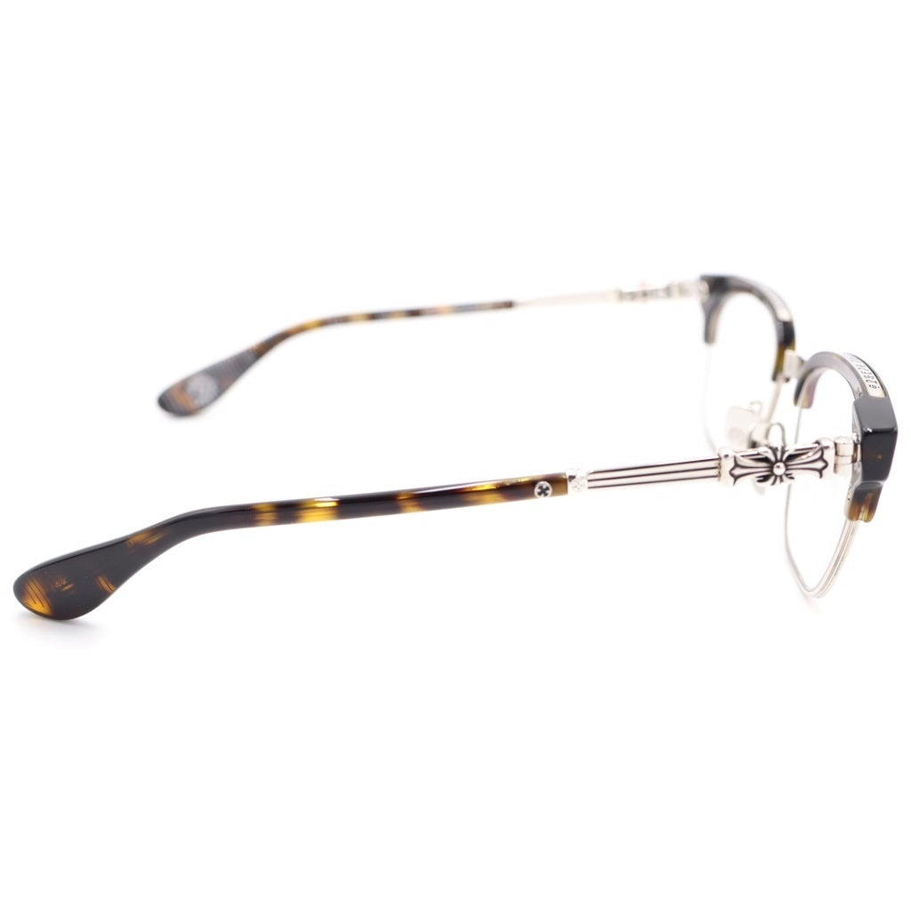 CHROME HEARTS(クロムハーツ) BONENNOISSEUR II テンプルCHクロス ハーフリム アイウェア 眼鏡 メガネ ブラウン/シルバー 度入り