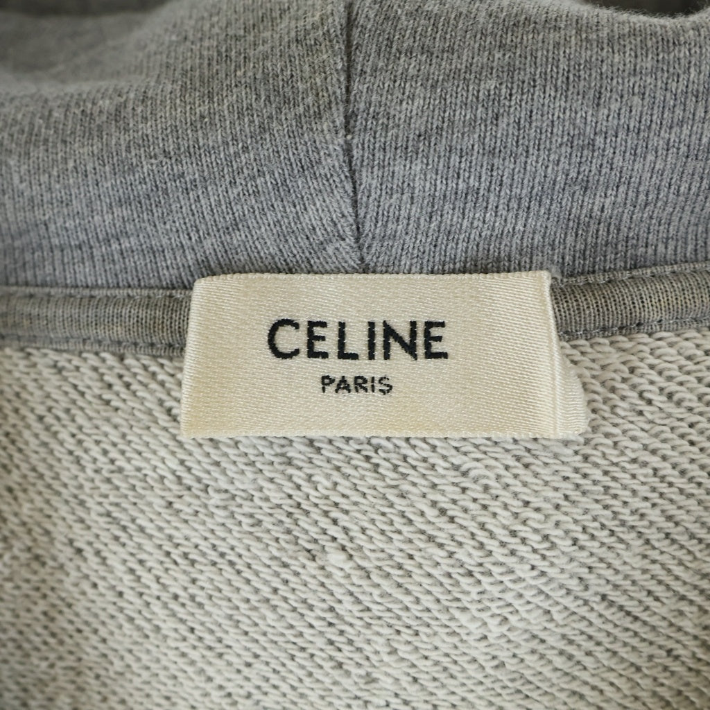 CELINE(セリーヌ) 21SS スタッズフロントロゴ ダメージフーデットプルーオーバーパーカー グレー 2Y309052H