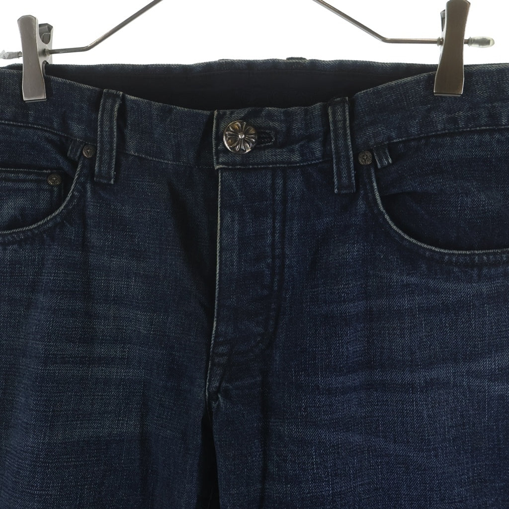 CHROME HEARTS(クロムハーツ) CRS BTN DENIM PANTS クロスボールボタン スクロールラベル ボタンフライデニムパンツ インディゴ