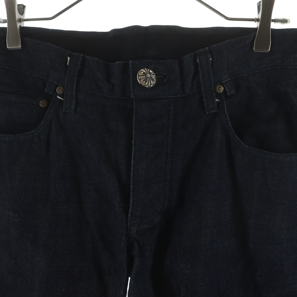 CHROME HEARTS(クロムハーツ) CRS BTN DENIM PANTS クロスボールボタン スクロールラベル ボタンフライデニムパンツ インディゴ