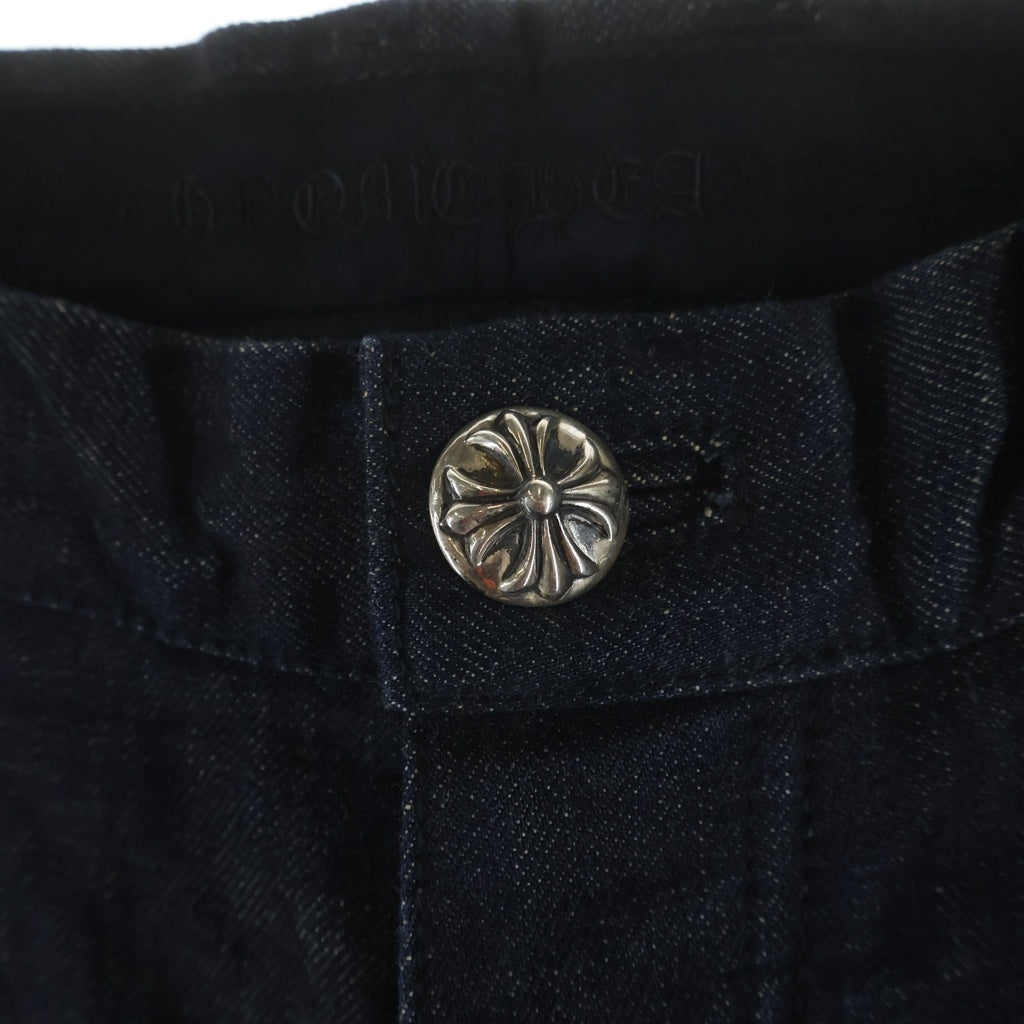CHROME HEARTS(クロムハーツ) CRS BTN DENIM PANTS クロスボールボタン スクロールラベル ボタンフライデニムパンツ インディゴ