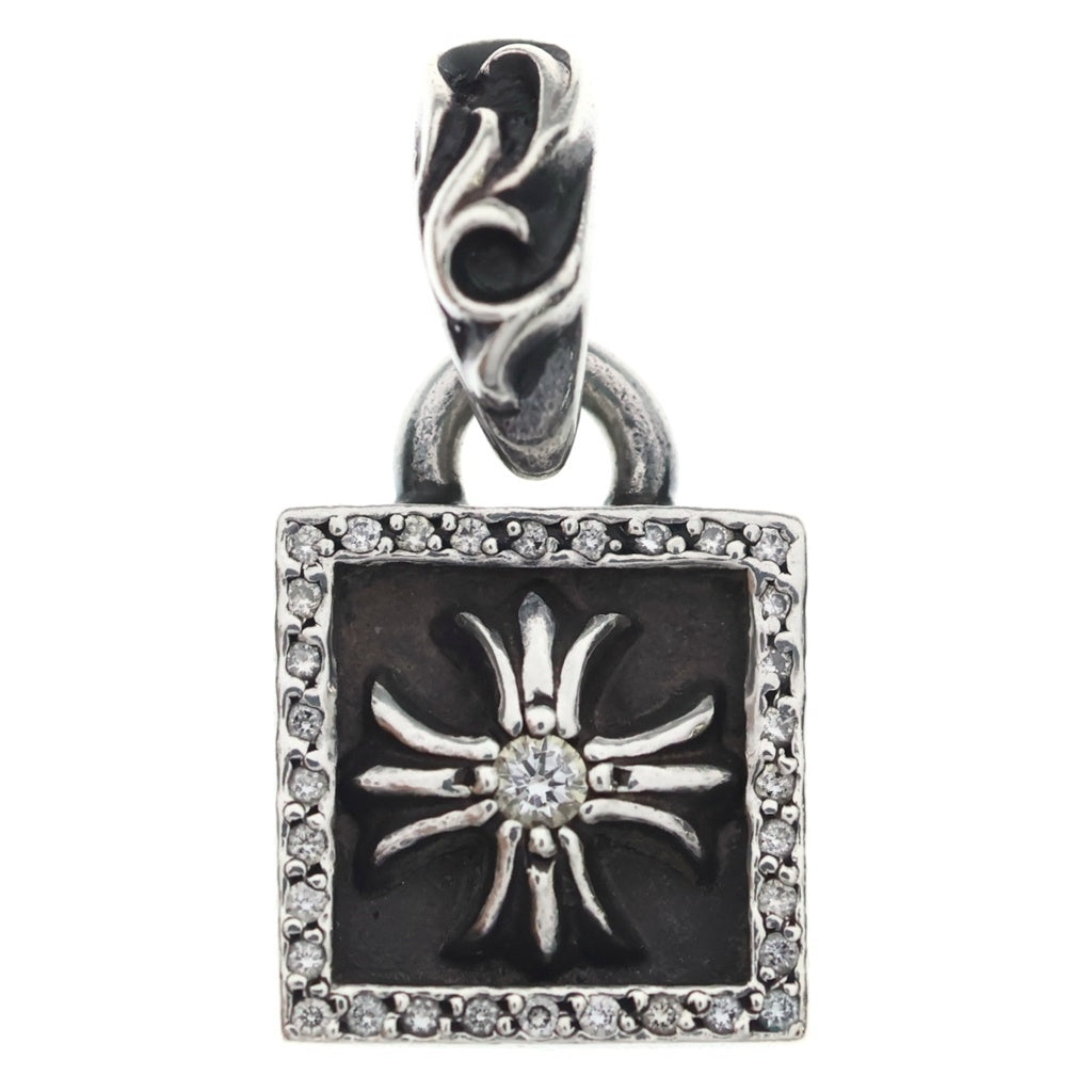 CHROME HEARTS(クロムハーツ) FRAMED CH PLUS P D フレームドCHプラス アフターPAVEダイヤ チャーム シルバーネックレストップ
