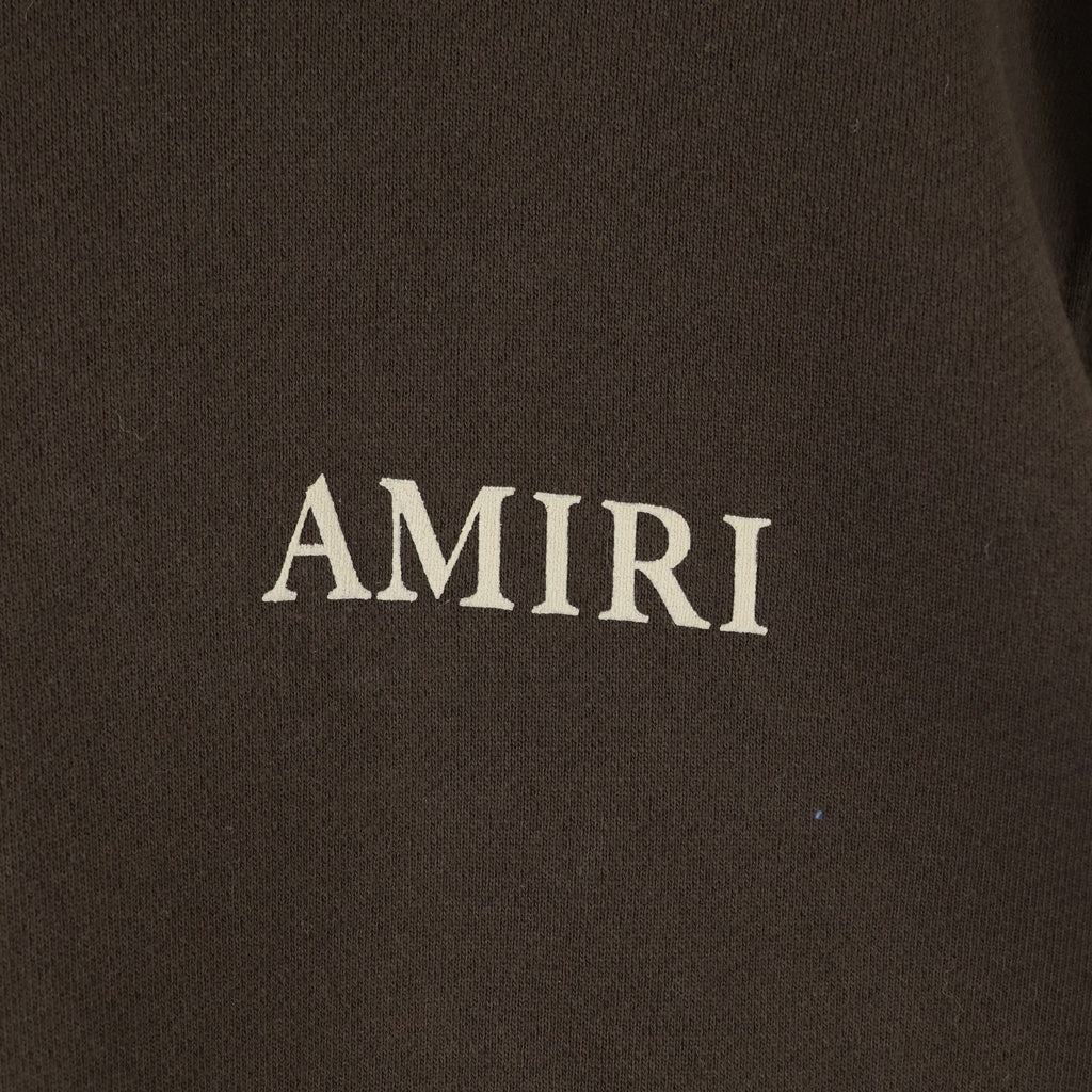 AMIRI(アミリ) Logo Print Cropped Pullover Hoodie SR3GU0031SMRSTH1 ロゴプリントフーディ スウェットパーカー ブラウン
