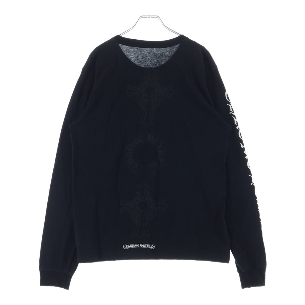 CHROME HEARTS(クロムハーツ) Back Cross Horseshoe L/S Tee バッククロス ホースシュープリント長袖Tシャツ ブラック/ホワイト