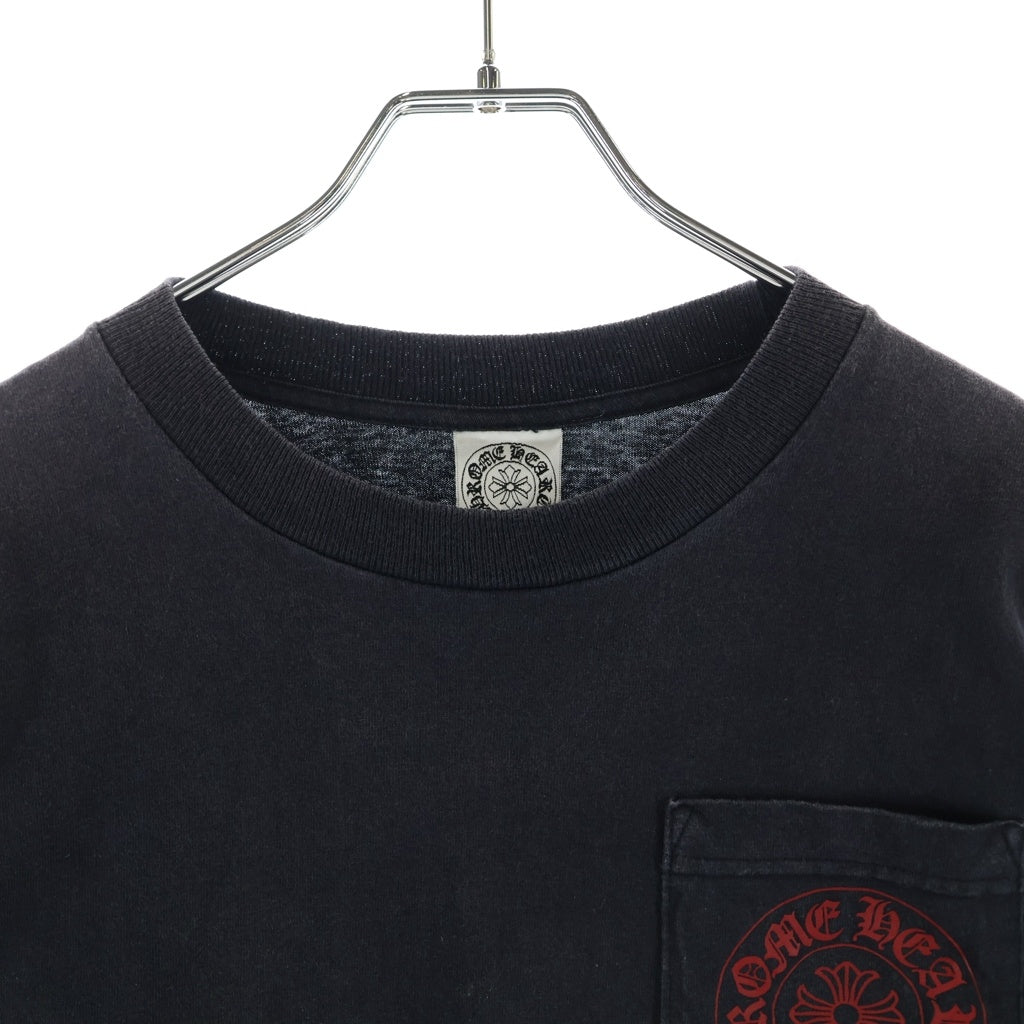 CHROME HEARTS(クロムハーツ) OLD NEW YORK FLRL CRS HORSESHOE L/S TEE オールド ニューヨーク限定 ダブルフローラルプリント長袖Tシャツ ブラック/レッド