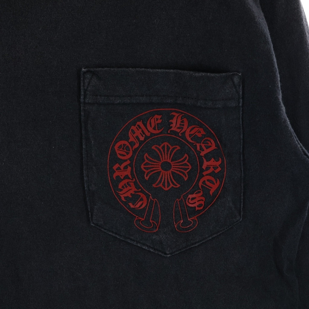 CHROME HEARTS(クロムハーツ) OLD NEW YORK FLRL CRS HORSESHOE L/S TEE オールド ニューヨーク限定 ダブルフローラルプリント長袖Tシャツ ブラック/レッド