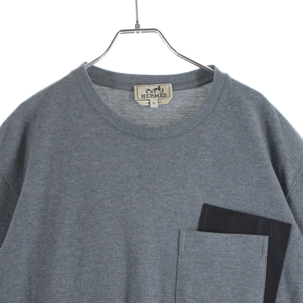 HERMES(エルメス) 25SS カシミヤ混 レザーポケットコットン半袖Tシャツ