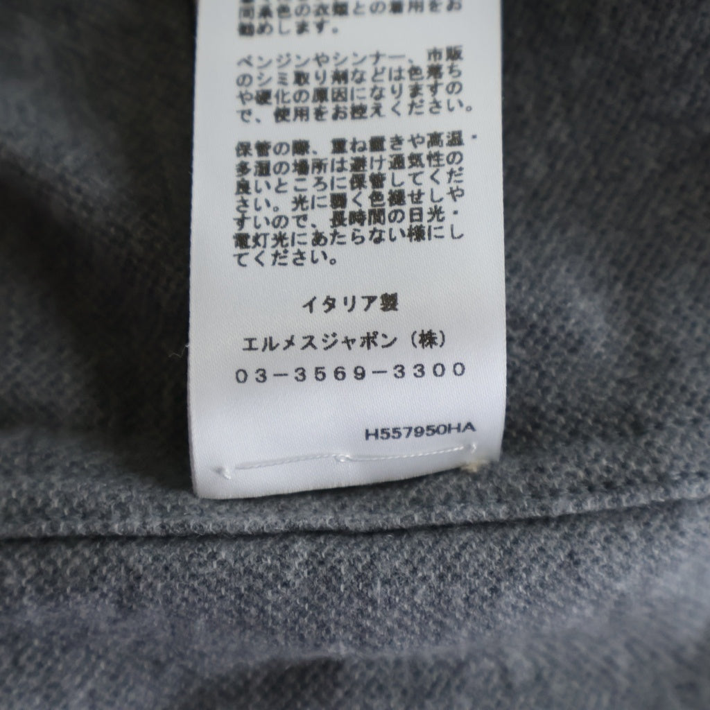 HERMES(エルメス) 25SS カシミヤ混 レザーポケットコットン半袖Tシャツ H557950HA グレー
