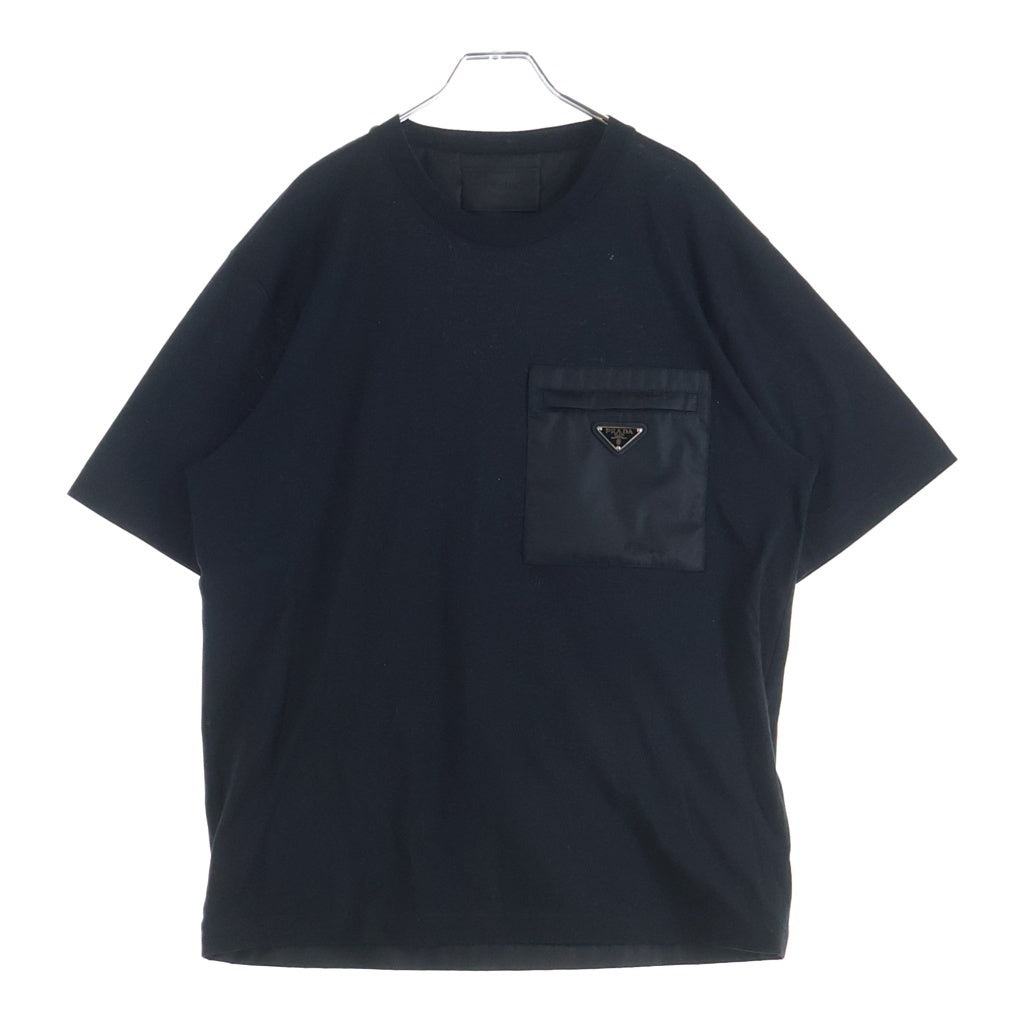 PRADA(プラダ) RE-NYLON トライアングルロゴプレートTシャツ ブラック UJN661 S221 11XCK