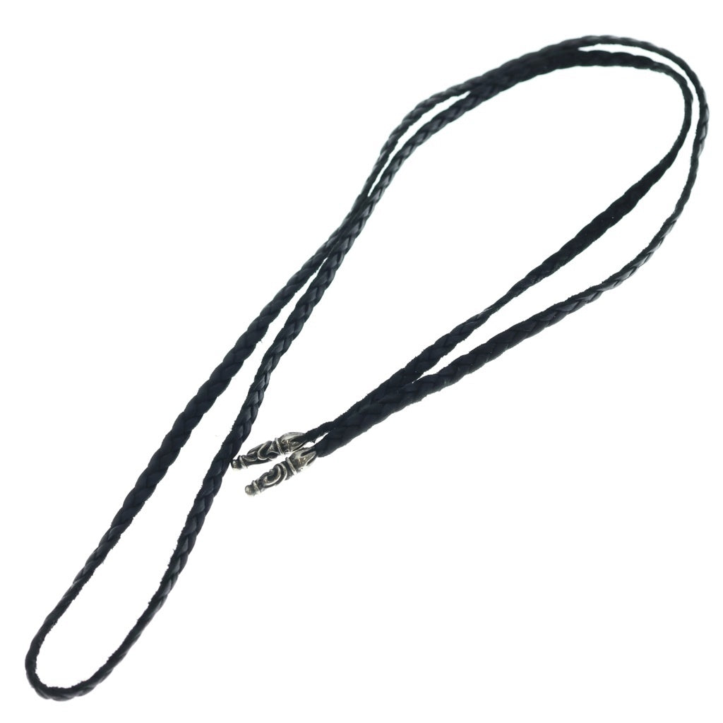 CHROME HEARTS(クロムハーツ) LEATHER BRAID SCROLL ネックレス レザーブレイドネックレス ブラック/シルバー BCA377