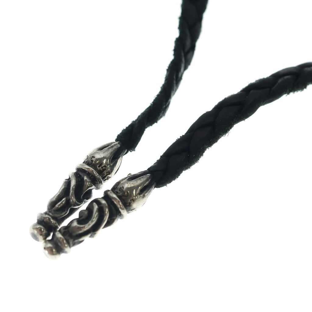 CHROME HEARTS(クロムハーツ) LEATHER BRAID SCROLL ネックレス レザーブレイドネックレス ブラック/シルバー BCA377