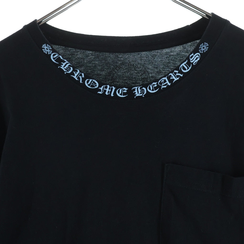 CHROME HEARTS(クロムハーツ) CH LS NECK LOGO ネックロゴプリント 袖ロゴ 長袖Tシャツ ロングスリーブカットソー ブラック/ブルー