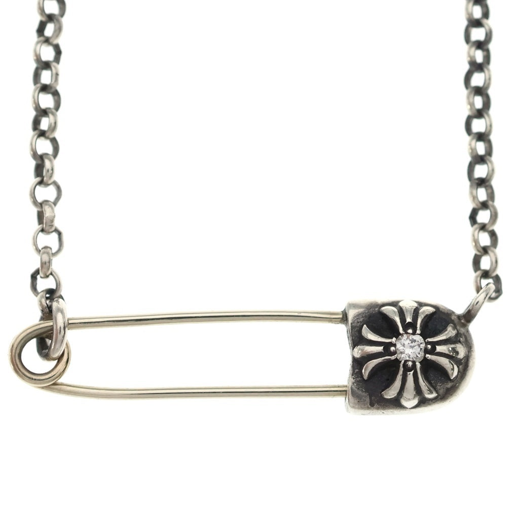 CHROME HEARTS(クロムハーツ) 18inch SAFETY PIN R18 1DIAセーフティピンロールチェーン 1ダイヤ チェーンネックレス シルバー