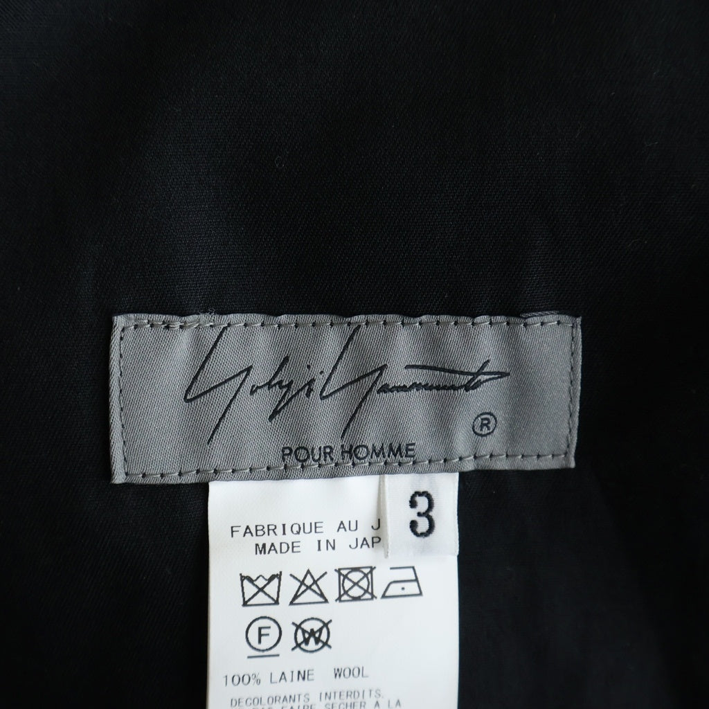 Yohji Yamamoto POUR HOMME(ヨウジヤマモト プールオム) WOOL GABARDINE SIDE TUCK POCKET PANTS ウールギャバジンサイドタックポケットパンツ ブラック HM-P08-100