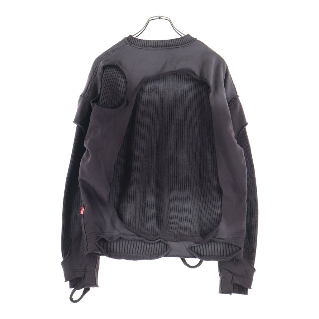 DIESEL(ディーゼル) K-OSBERT Ripped Cotton Sweatshirt レイヤードコットンニット A12451 ブラウン