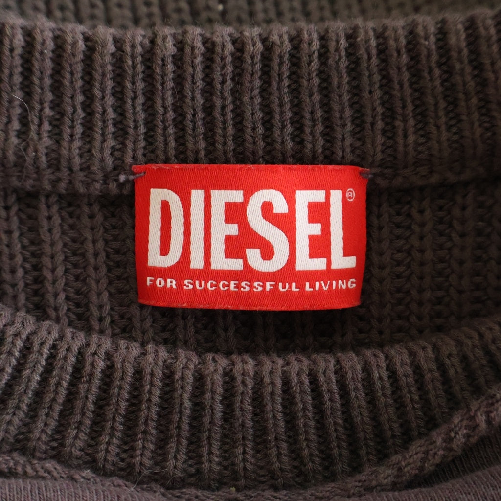 DIESEL(ディーゼル) K-OSBERT Ripped Cotton Sweatshirt レイヤードコットンニット A12451 ブラウン
