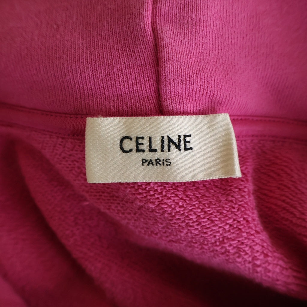 CELINE(セリーヌ) 23SS Cotton Freeze Loose Hoodie 2Y958670Q ロゴプリントスウェットパーカー フーディー ピンク