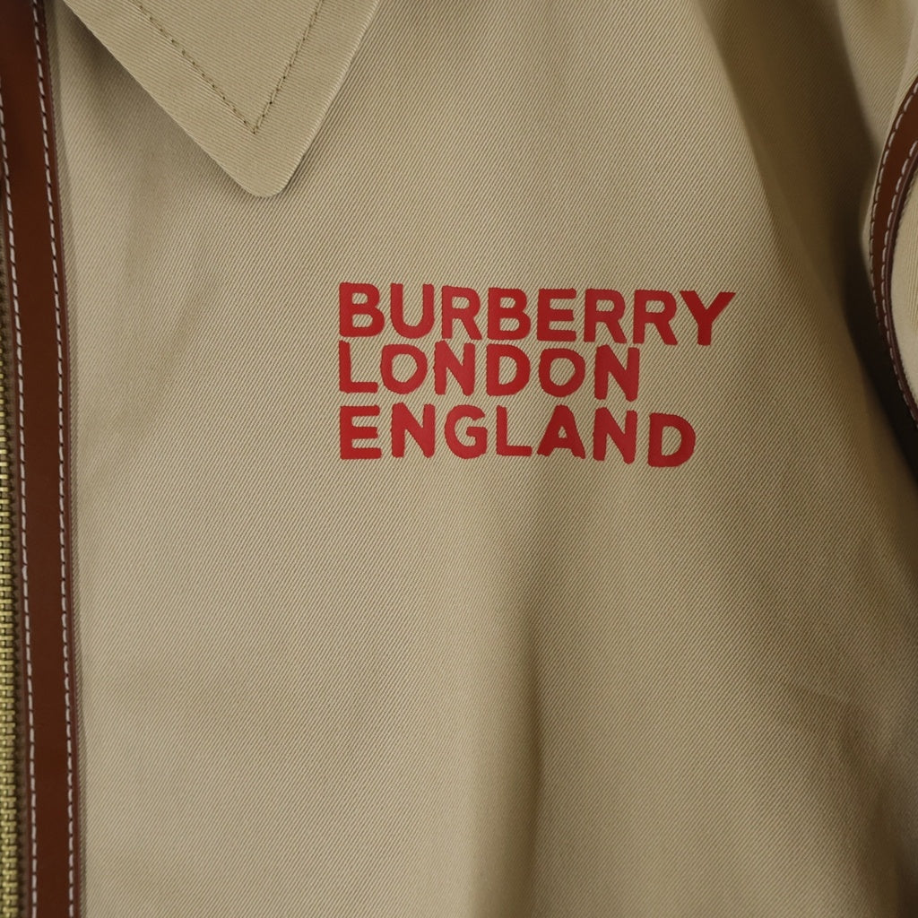 BURBERRY LONDON(バーバリーロンドン) Wildhill Love Logo 裏ノバチェック レザー切替 ベルト付き フルジップ ジップアップ ジャケット ブルゾン 8037312 べージュ