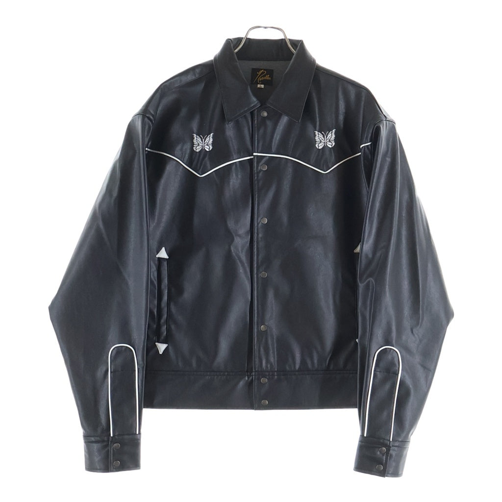 Needles(ニードルス) NUBIAN別注 PIPING COWBOY JACKET シンセティックレザー パイピング カウボーイ ジャケット ブラック RW1653