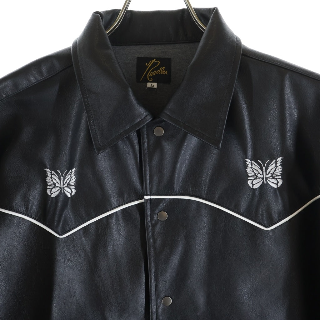 Needles(ニードルス) NUBIAN別注 PIPING COWBOY JACKET シンセティックレザー パイピング カウボーイ ジャケット ブラック RW1653