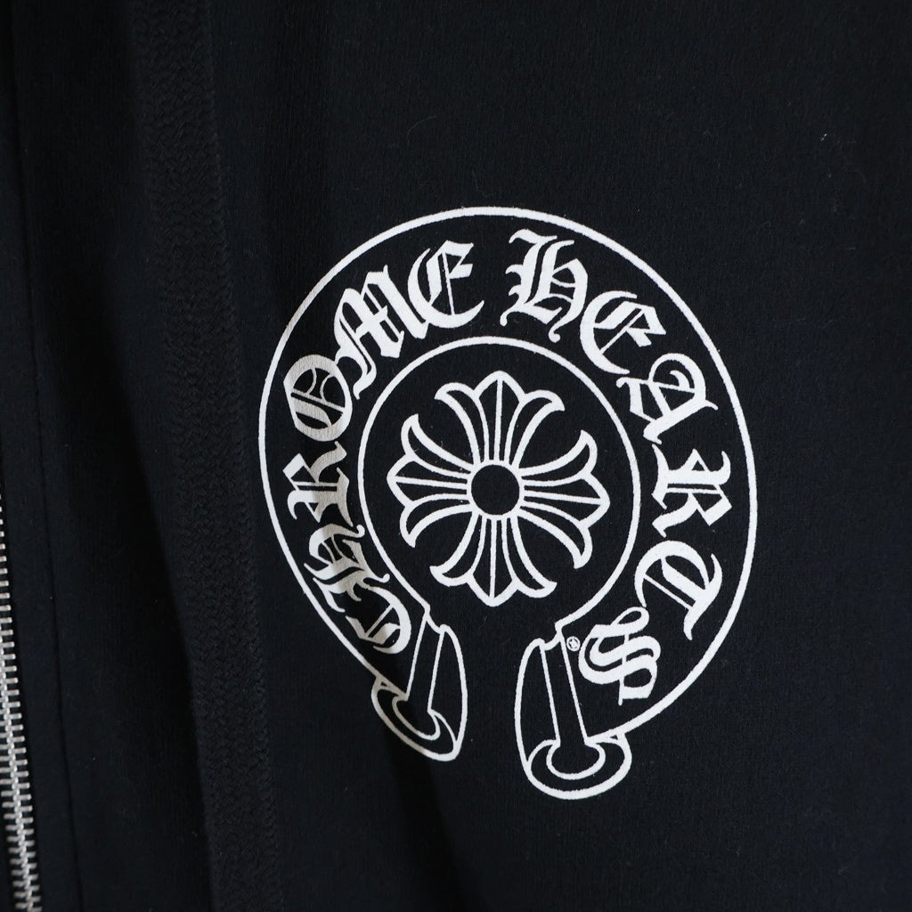 CHROME HEARTS(クロムハーツ) SWTSHRT HD ZIP 大阪限定バックホースシュープリントダガージップパーカー フーディ ブラック