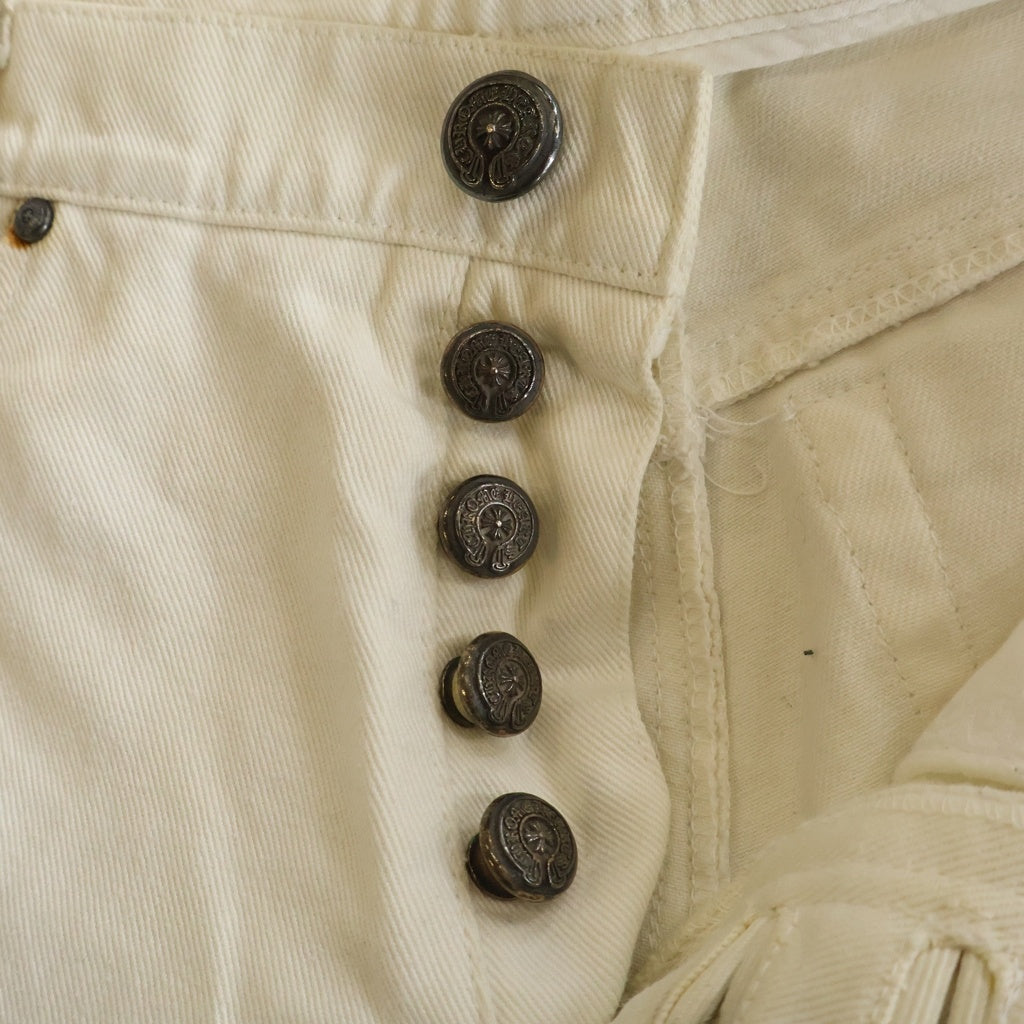 CHROME HEARTS(クロムハーツ) OLD JEAN SL FLEURKNEE フレアニーデニムパンツ ホワイト
