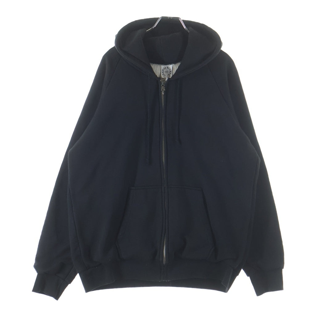 CHROME HEARTS(クロムハーツ) OLD THRML SWTSHRT HD ZIP 裏地サーマル 袖フローラル ホースシュー ダガージップアップパーカー ブラック