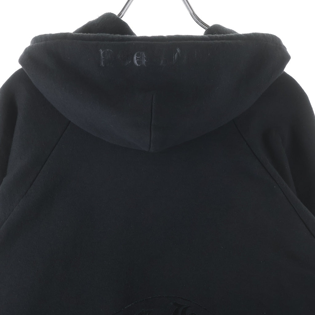 CHROME HEARTS(クロムハーツ) OLD THRML SWTSHRT HD ZIP 裏地サーマル 袖フローラル ホースシュー ダガージップアップパーカー ブラック