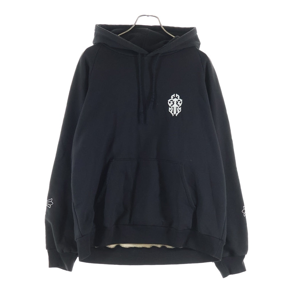 CHROME HEARTS(クロムハーツ) OLD SWTSHRT PLVR HD ヴァインダガープリント 裏地サーマル アームクロスプリント スウェットプルオーバーパーカー ブラック