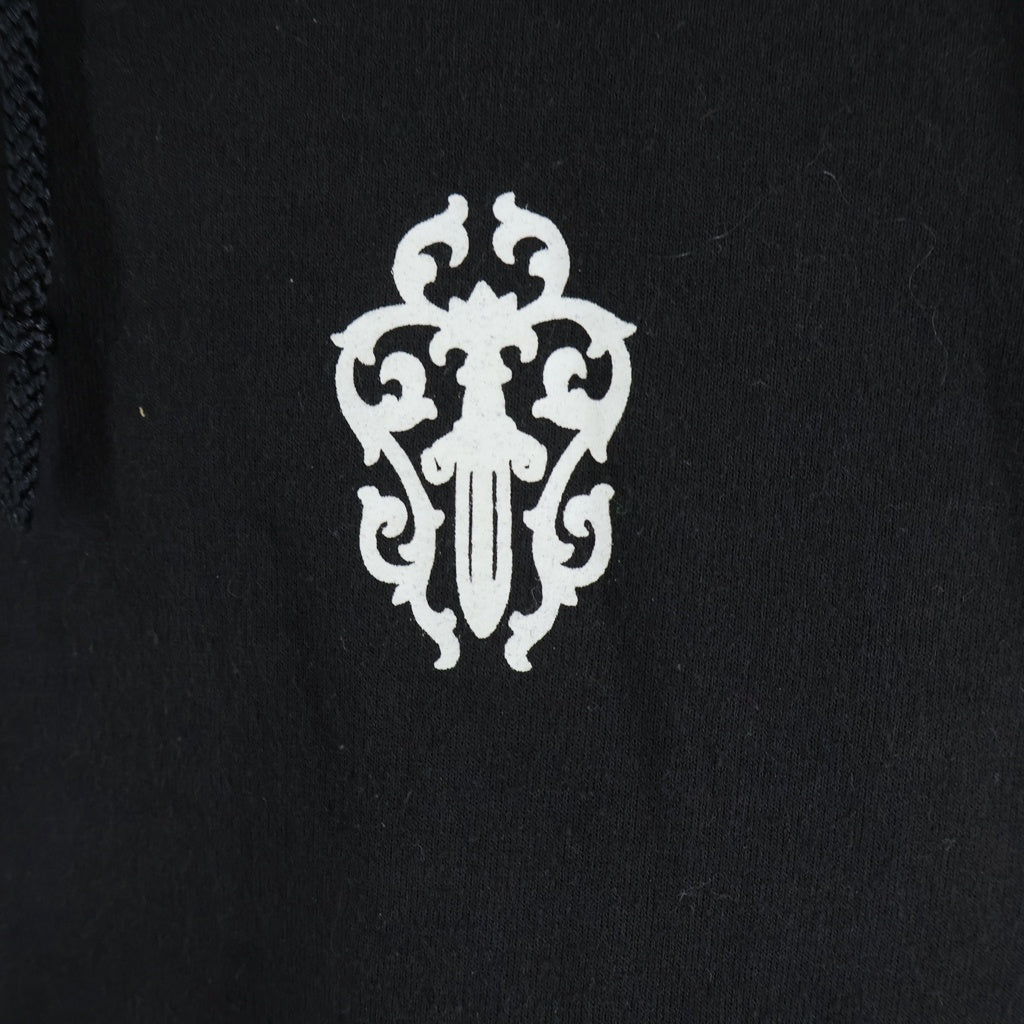 CHROME HEARTS(クロムハーツ) OLD SWTSHRT PLVR HD ヴァインダガープリント 裏地サーマル アームクロスプリント スウェットプルオーバーパーカー ブラック