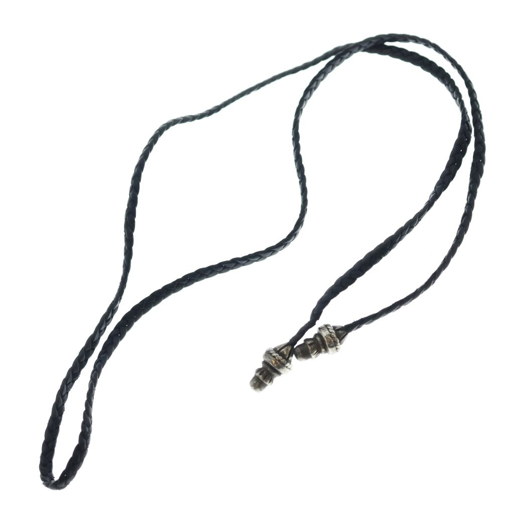 CHROME HEARTS(クロムハーツ) LEATHER BRAID レザーブレイド ボロチップネックレス ブラック/シルバー