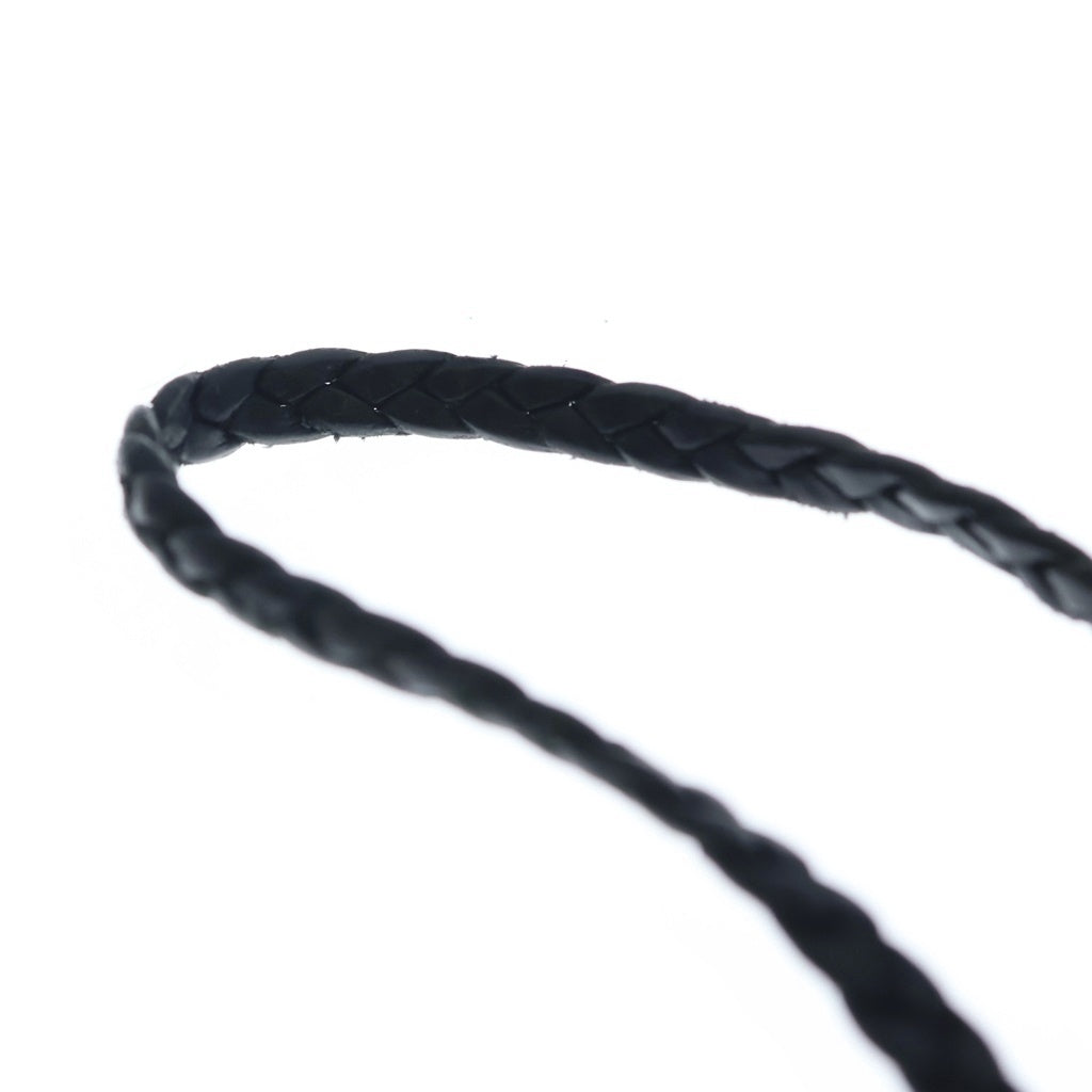 CHROME HEARTS(クロムハーツ) LEATHER BRAID レザーブレイド ボロチップネックレス ブラック/シルバー