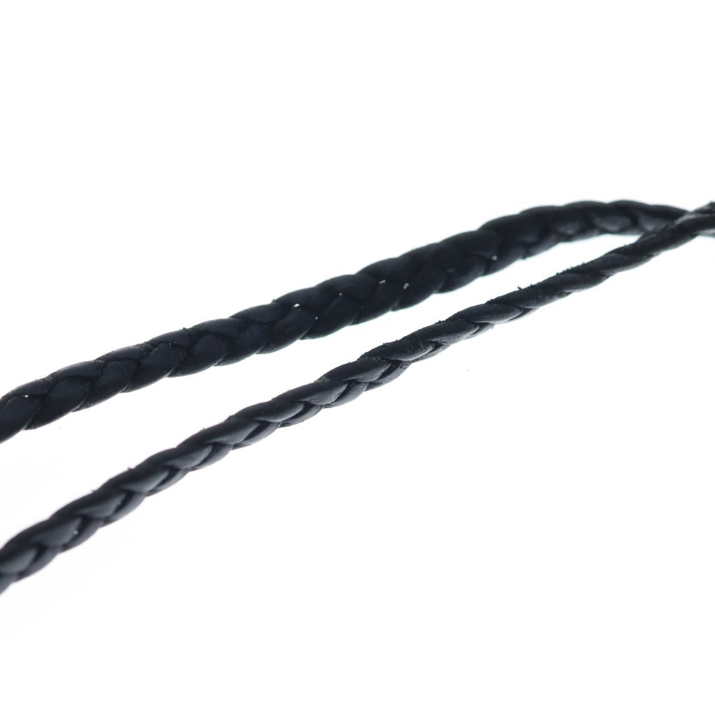 CHROME HEARTS(クロムハーツ) LEATHER BRAID レザーブレイド ボロチップネックレス ブラック/シルバー