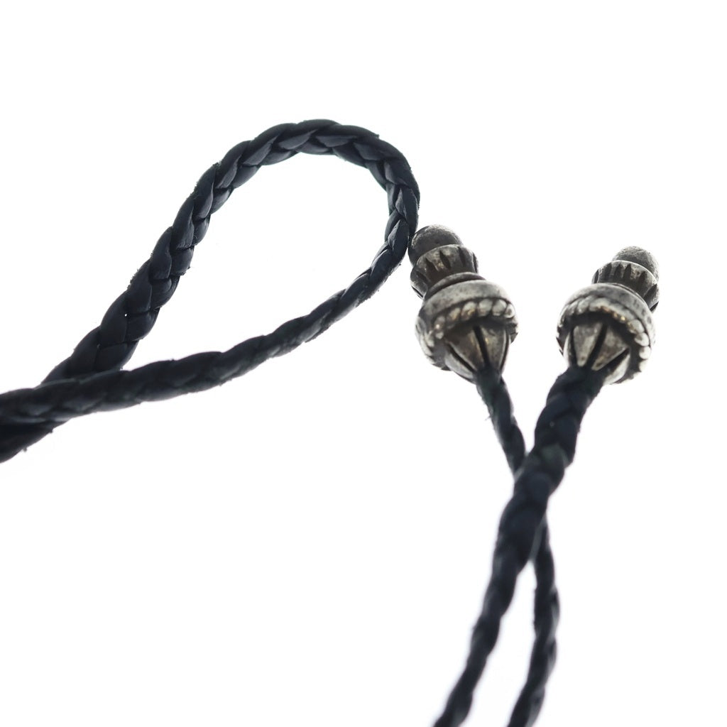 CHROME HEARTS(クロムハーツ) LEATHER BRAID レザーブレイド ボロチップネックレス ブラック/シルバー