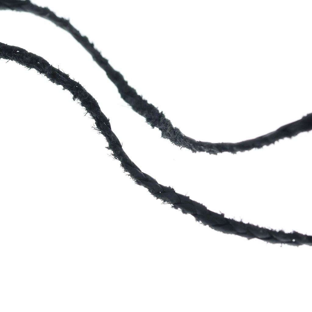 CHROME HEARTS(クロムハーツ) LEATHER BRAID レザーブレイド ボロチップネックレス ブラック/シルバー