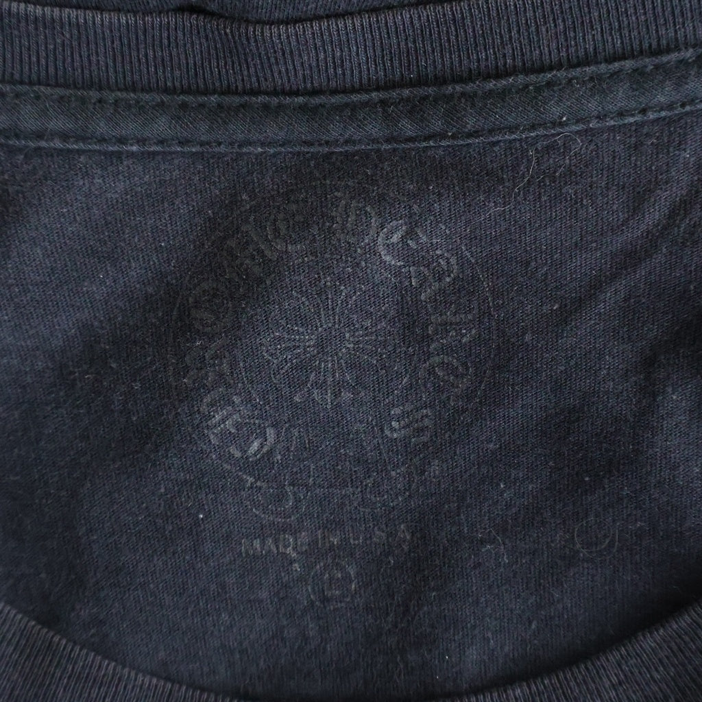 CHROME HEARTS(クロムハーツ) Neon Pink Stripe Logo ストライプロゴ プリント 長袖Tシャツ カットソー ブラック/ピンク