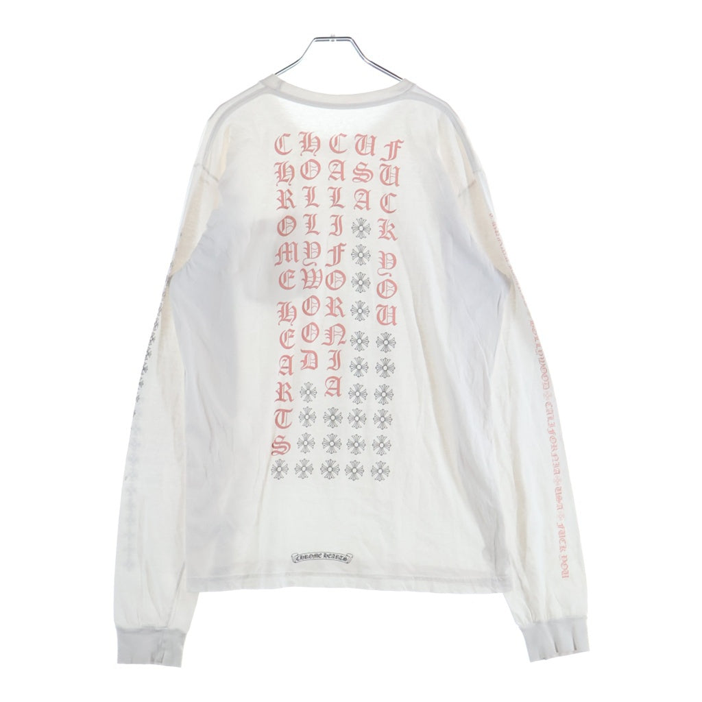 CHROME HEARTS(クロムハーツ) BACK LETTERING LOGO L/S TEE バックレタリングロゴ 袖CHプラスプリント 長袖Tシャツ カットソー ホワイト