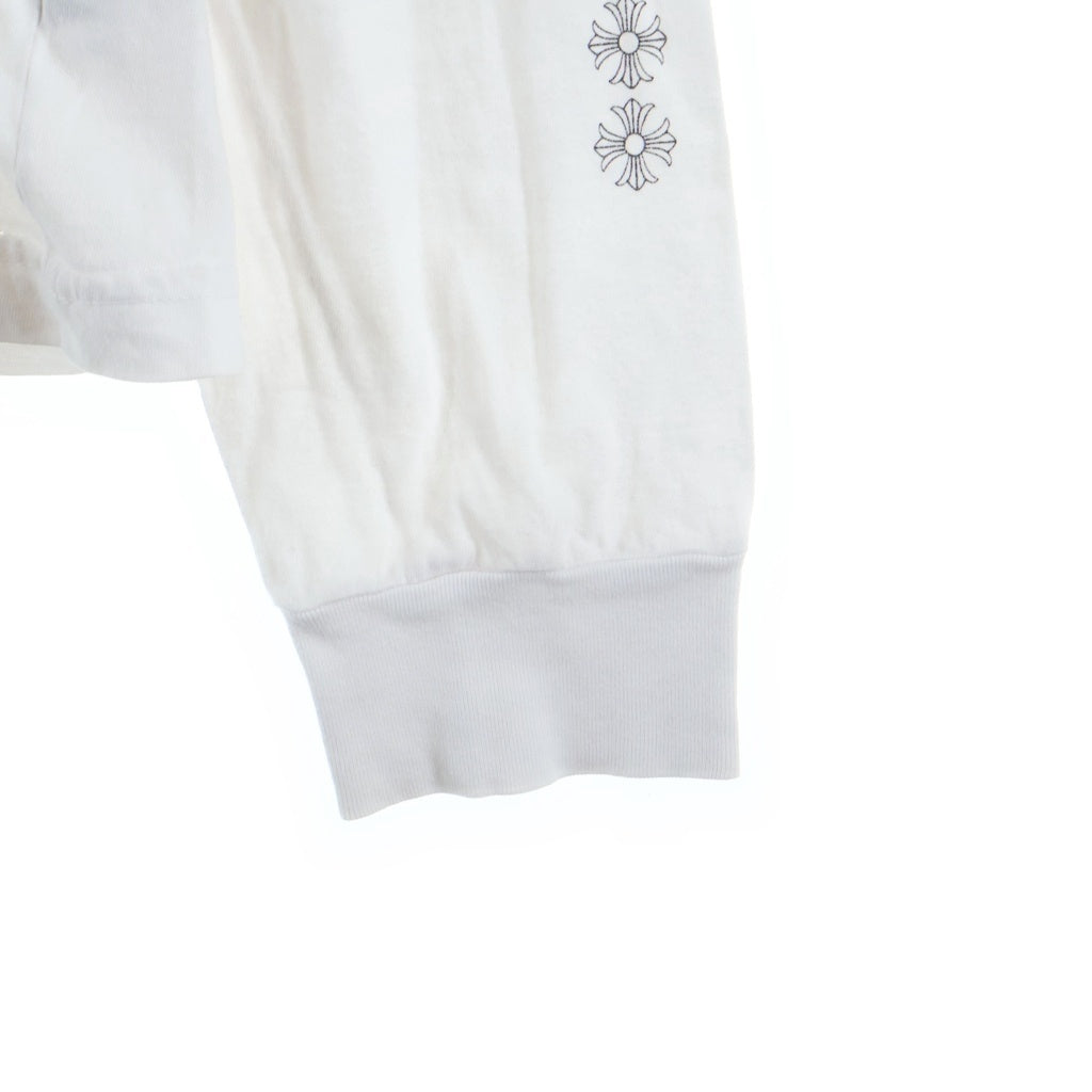 CHROME HEARTS(クロムハーツ) BACK LETTERING LOGO L/S TEE バックレタリングロゴ 袖CHプラスプリント 長袖Tシャツ カットソー ホワイト
