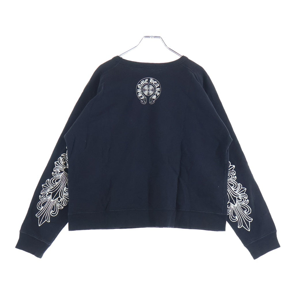 CHROME HEARTS(クロムハーツ) OLD SWTSHRT 袖フローラル クルーネックスウェット ブラック