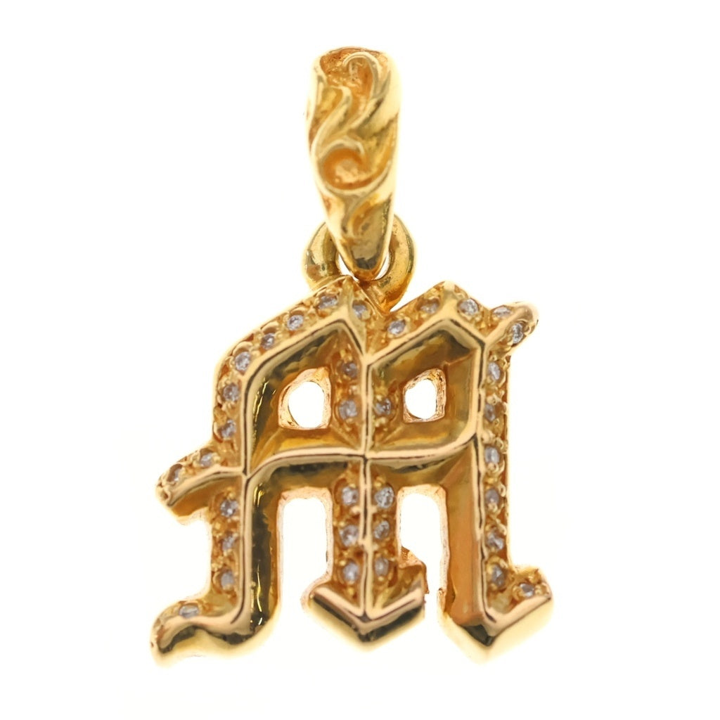 CHROME HEARTS(クロムハーツ) 22K ALPHABET CHARM P/DMND アルファベットチャーム Mイニシャルチャーム PAVEダイヤペンダントトップ ゴールド