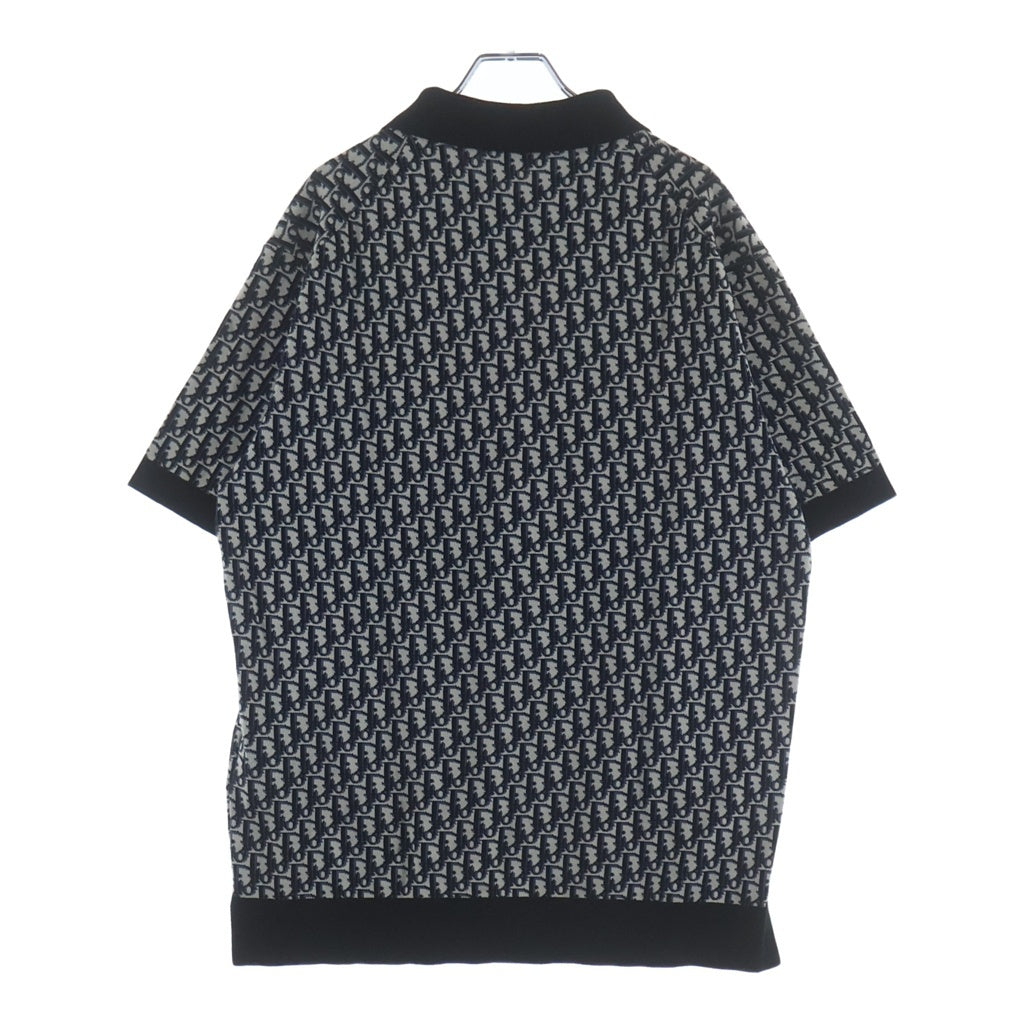 DIOR(ディオール) オブリーク総柄 半袖ニットポロシャツ 293M832AT472 ネイビー/グレー