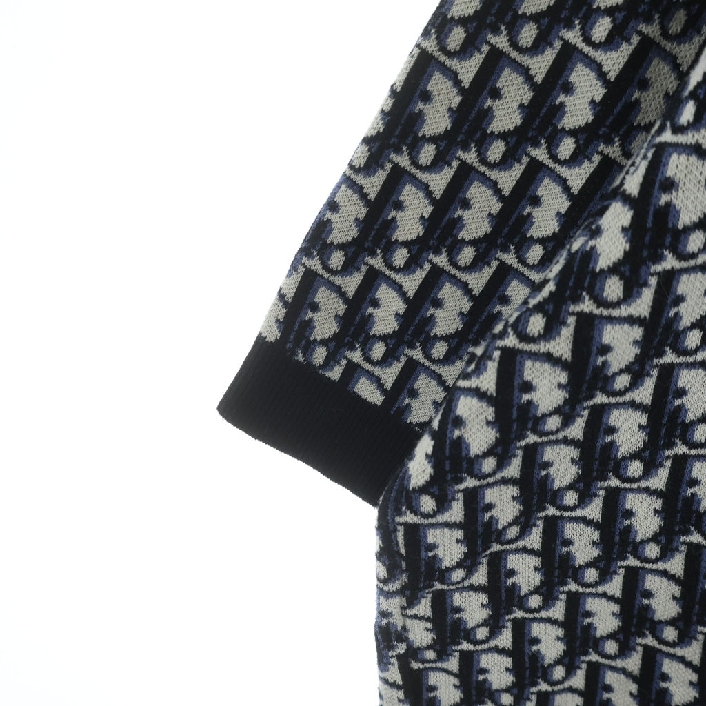 DIOR(ディオール) オブリーク総柄 半袖ニットポロシャツ 293M832AT472 ネイビー/グレー
