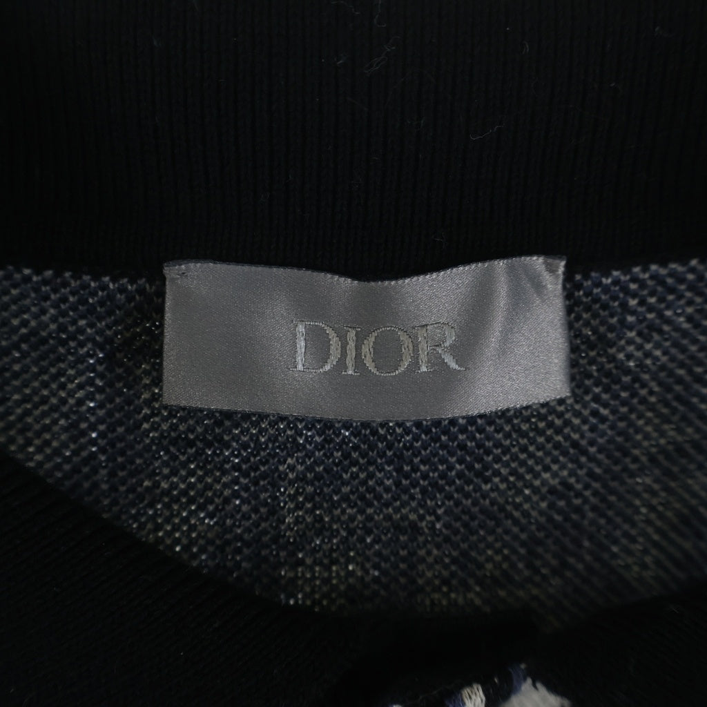 DIOR(ディオール) オブリーク総柄 半袖ニットポロシャツ 293M832AT472 ネイビー/グレー