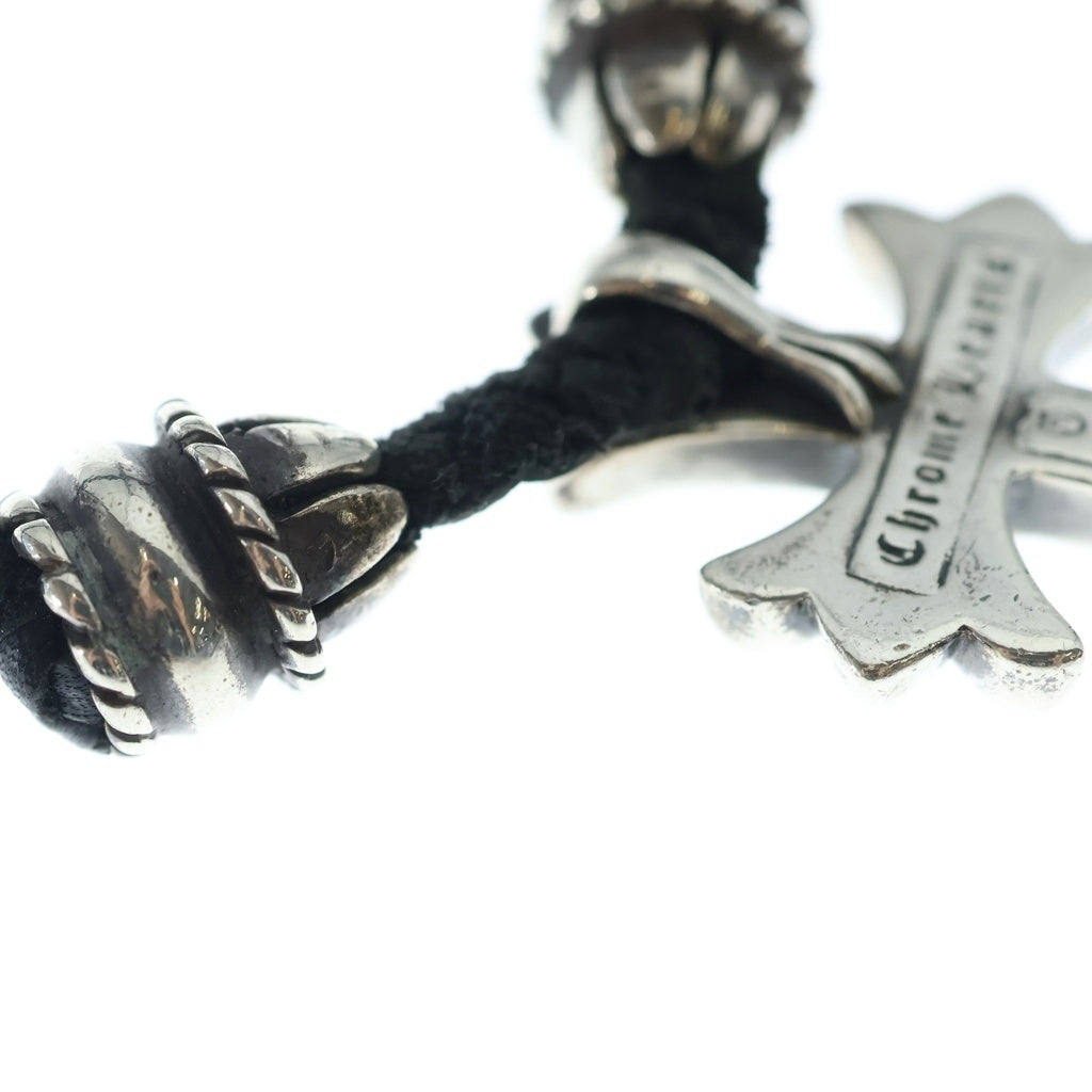 CHROME HEARTS(クロムハーツ) CH CRS SML CL スモールCHクロス クリンプト レザーブレイド ネックレス シルバー/ブラック BCA217